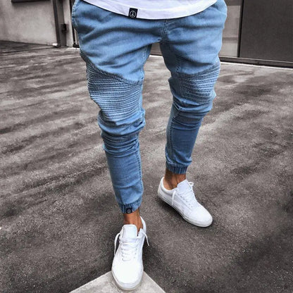 Men's Stretchy Ripped Biker Jeans