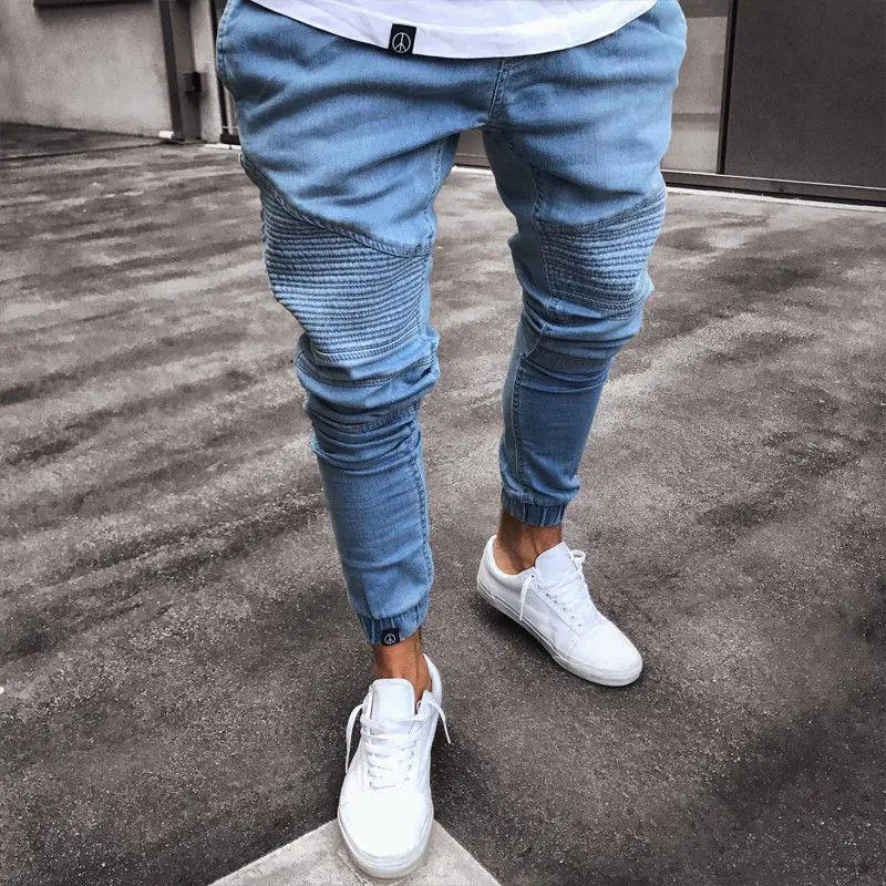 Men's Stretchy Ripped Biker Jeans